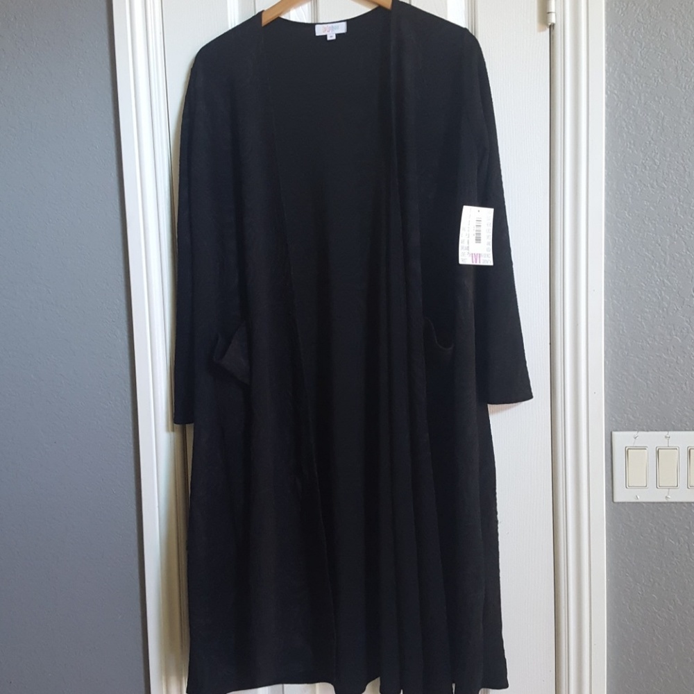 Lularoe Sarah Long Cardigan Size M Solid Black
